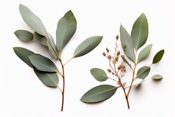 Obraz premium branch with leaves isolated on white background Generative AI