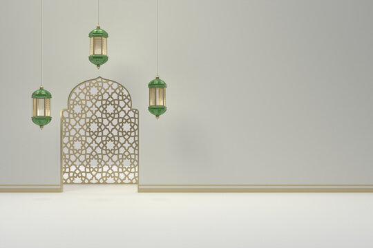 Elegant islamic wall background in high quality render image, use for greeting card, banner, landing page, etc.