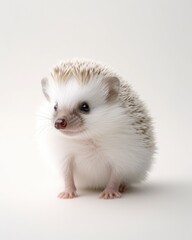 Portrait of a cute infant hedgehog baby, portrait of a small animal on white background, an illustration of adorable wild animals