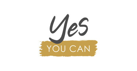 Unleash Your Potential: Yes You Can - Vector Lettering - Gray and Matte Gold