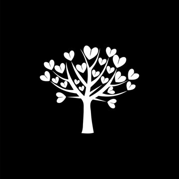Love tree icon isolated on black background  