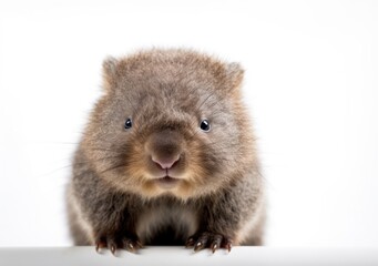 Portrait of a young Wombat, Vombatidae with white background