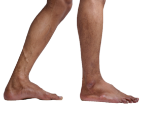 Male Feet in Various Poses against White or Transparent Background