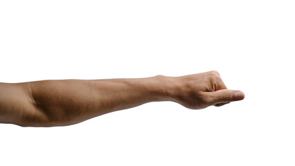Fierce Determination: Hand Thrusting Forward with Fist Clenched against White or Transparent Background