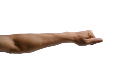 Fierce Determination: Hand Thrusting Forward with Fist Clenched against White or Transparent Background