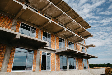 Construction site for the construction of new small apartment club houses. New building