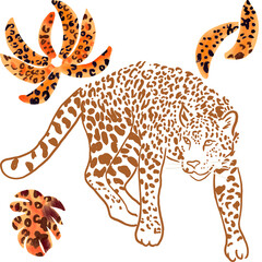 Tropical Elements Isolated Cashew jaguar Macaw