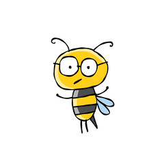 Funny Bee character isolated on white for your design
