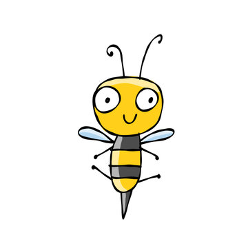 Funny Bee character isolated on white for your design