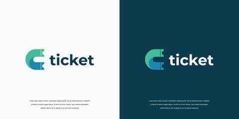Ticket logo vector design. Ticket icon Letter C