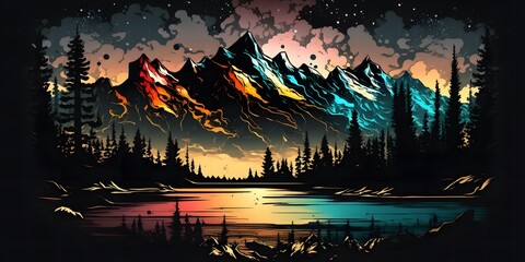 Obraz na płótnie Canvas A picture of Mountain illustration template design