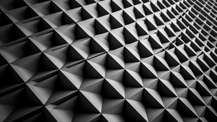 A complex geometric pattern with a wide-angle lens, using high-contrast black and white film to capture the interplay of shadows and light for a minimalist abstract background