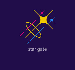 Unique star gate logo. Modern color transitions. Rising star logo template work. vector.