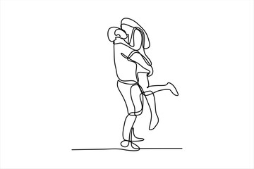 continuous line illustration of couple making out