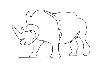 horned rhinoceros continuous line illustration