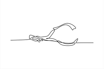 diver woman continuous line illustration