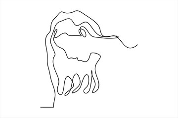 Continuous line drawing. Abstract portrait of a woman's side view. Vector illustration.
