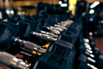 Naklejka premium closeup of the weights of a gym