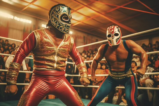 Two Lucha libre wrestlers in the ring.