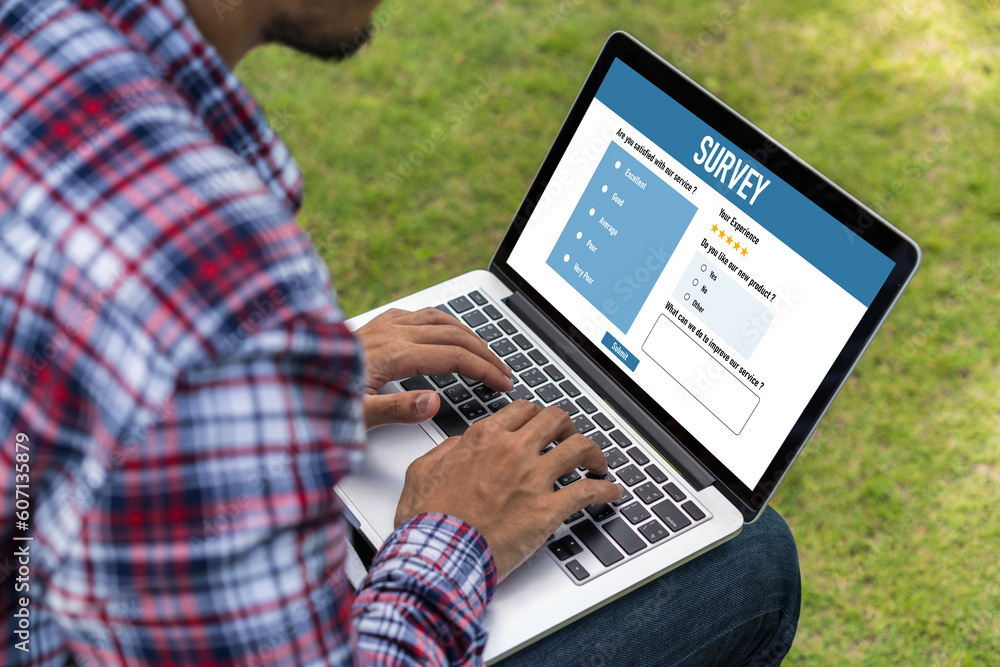 Poster online survey form for modish digital information collection on the internet network
