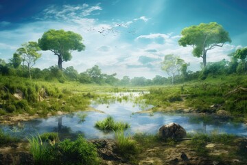Fototapeta premium Beauty of nature and the importance of preserving the environment. Generative AI