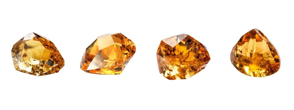 A set of semi-precious stones, citrine minerals. Generative AI technology.