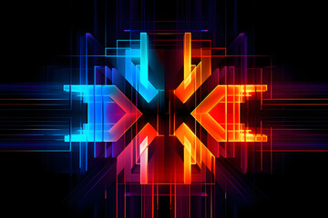 Neon X: Digitally enhanced, textured surface-style vector graphics. Colorful rectangular fields come alive with vibrant neon hues. A mesmerizing blend of art and technology for captivating visuals. Ig