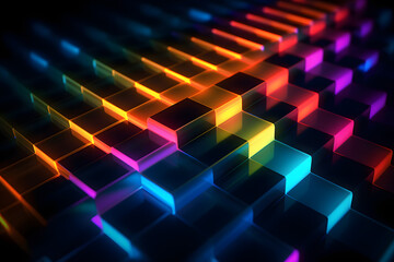 Radiant Rainbow Bars: Dynamic linear shapes of vibrant colors against a captivating dark backdrop. Engaging stock video footage that adds a burst of energy and creativity to your projects.