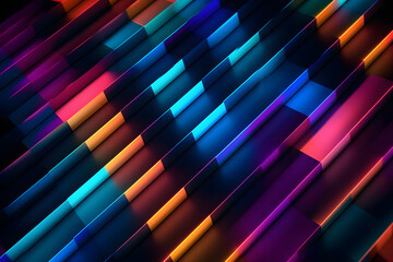 Radiant Rainbow Bars: Dynamic linear shapes of vibrant colors against a captivating dark backdrop. Engaging stock video footage that adds a burst of energy and creativity to your projects.