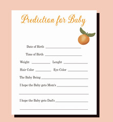  Little Cutie Citrus Baby shower prediction game