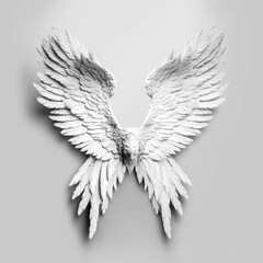 Feather angel wings were created in white using a highly detailed image - generative ai