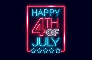 Neon 4th of July Banner