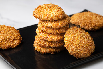 Ramadan sweets background. Cookies of El Fitr Islamic Feast. Egyptian cookies 