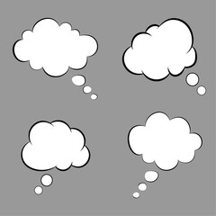 Set of silhouette think bubble isolated on background. Trendy think bubble in flat style. Dream cloud vector.