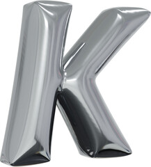 3d rendering of the alphabet letter made of silver foil balloon isolated