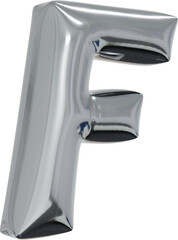 3d rendering of the alphabet letter made of silver foil balloon isolated