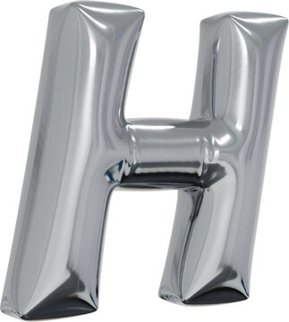3d rendering of the alphabet letter made of silver foil balloon isolated