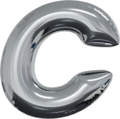 3d rendering of the alphabet letter made of silver foil balloon isolated