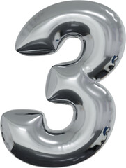 3d rendering of the alphabet letter made of silver foil balloon isolated
