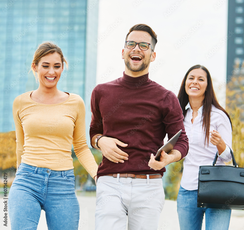 Wall mural fun friend youth young group woman lifestyle friendship happy student outdoor together cheerful happ