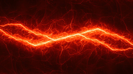 Naklejka premium Fiery hot burning fractal lightning background, electrical abstract