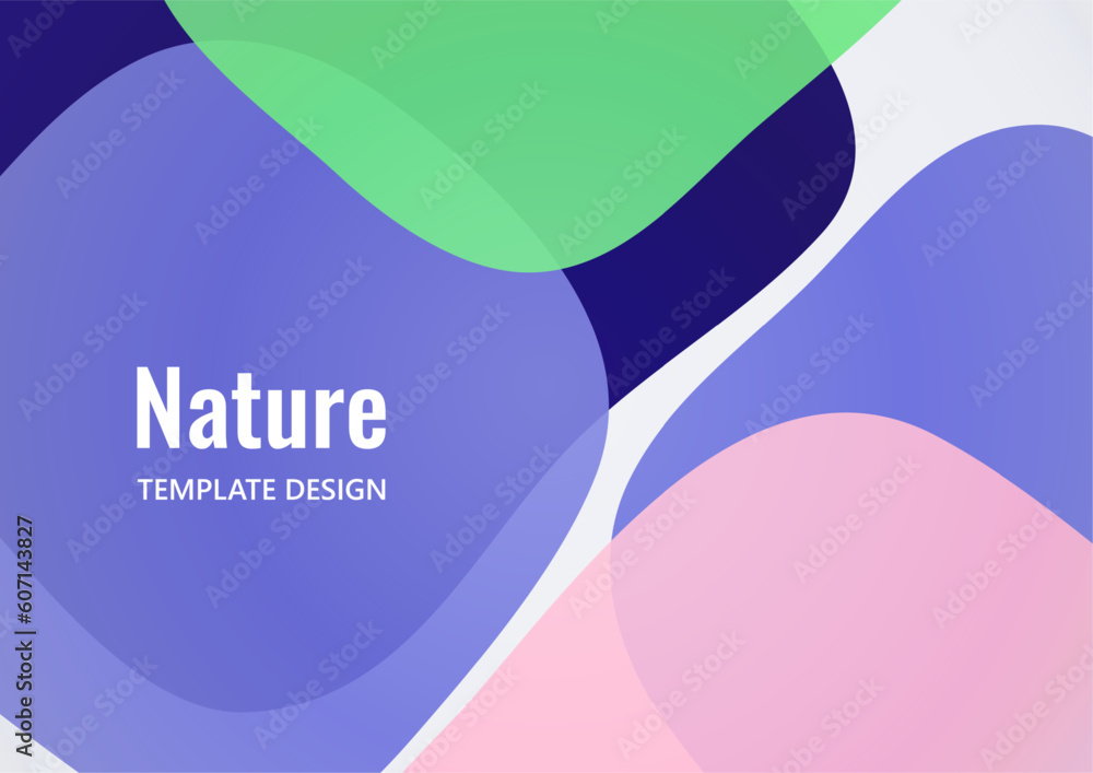 Poster geometric composition with a transparent overlay of colored rounded, square shapes. vector.