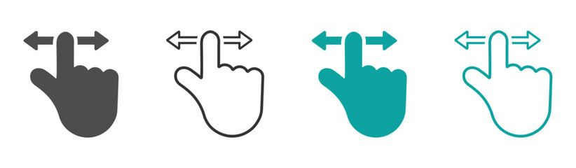  Screen touch swipe finger flat vector icons collection