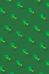 Green leaves pattern. Concept summer background. 3d rendering. Natural background concept