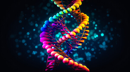 Concept of biochemistry with dna molecule, DNA on dark background. Ai generated