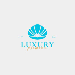 Creative beauty pearl shell jewelry logo design concept illustration idea