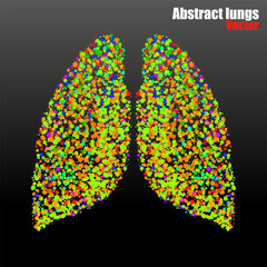 Abstract human lung of colorful ink splashes, grunge splatters. Vector illustration