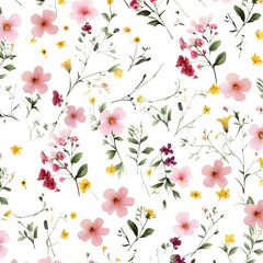 Blooming Symphony: A Flower Seamless Pattern, Floral Design, Web Banner, Square, Generative AI