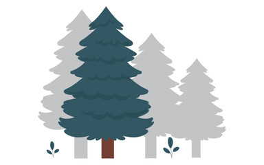 Fototapeta na wymiar illustration of a pine tree in the forest. Isolated vector on white background