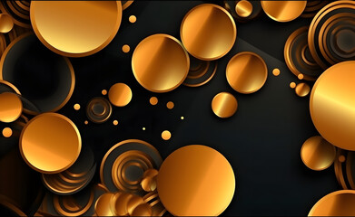 Mesmerizing Circle Fusion: Gold circles with black dots and shimmering accents, evoking vibrant stage backdrops. A playful blend of bronze elegance and captivating mosscore vibes, creating a visually 